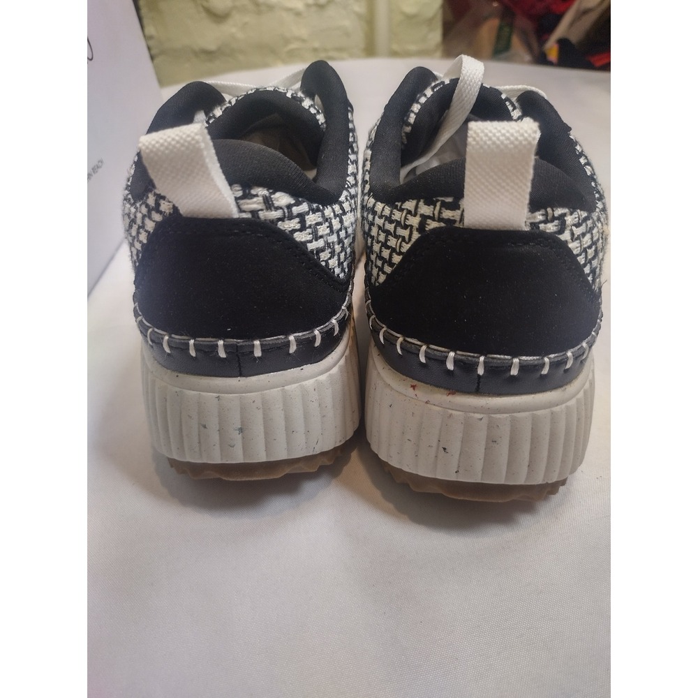 Dream Pairs SDFN2379W Black White Woven Tweed Platform Sneakers Womens 7.5 - Picture 6 of 9